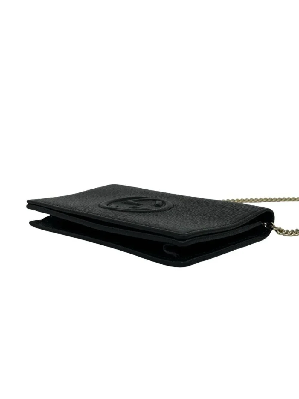 Gucci Soho Interlocking G Leather Chain Wallet on Shoulder Bag Black